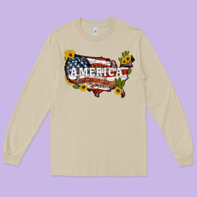 Usa Map Long Sleeve Tee Designed By Artiststas