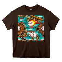 Chocolate Brown baseball glove and bat with serape seamless pattern Heavy Core Tee - BundleAndBundleShop