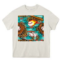 Cream baseball glove and bat with serape seamless pattern Heavy Core Tee - BundleAndBundleShop