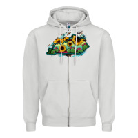 Dove Grey Kentucky map sunflower cactus serape Zipper Hoodie - RanaPortraitStore