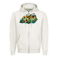 Oatmeal Heather Kentucky map sunflower cactus serape Zipper Hoodie - RanaPortraitStore