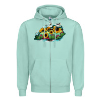 Seafoam Kentucky map sunflower cactus serape Zipper Hoodie - RanaPortraitStore