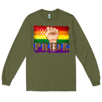 Army Green lgbtq  flag and hand pride Long Sleeve Tee - Artiststas