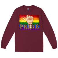 Burgundy lgbtq  flag and hand pride Long Sleeve Tee - Artiststas