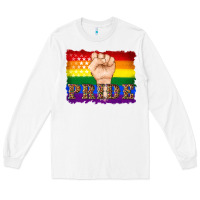 White lgbtq  flag and hand pride Long Sleeve Tee - Artiststas