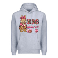 Heather Grey easter pink camouflage egg hunter  bunny Premium Hoodie - BarkalooDesign