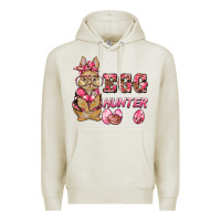 Oatmeal Heather easter pink camouflage egg hunter  bunny Premium Hoodie - BarkalooDesign