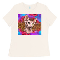 Bone purple glitter roses sphynx cat Ladies Tee - LillyAllenDesigns