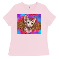 Bubblegum Pink purple glitter roses sphynx cat Ladies Tee - LillyAllenDesigns