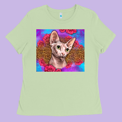 Purple Glitter Roses Sphynx Cat Ladies Tee Designed By Lillyallendesigns