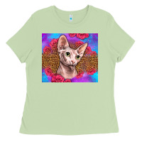 Matcha purple glitter roses sphynx cat Ladies Tee - LillyAllenDesigns