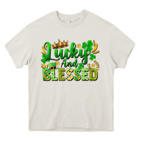 Cream lucky and blessed Heavy Core Tee - FaDigitalArtStudio