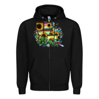 Black Louisiana Map Sunflower Cactus Serape Zipper Hoodie - RanaPortraitStore