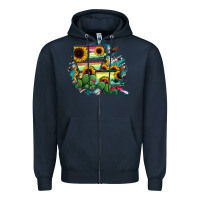 Navy Louisiana Map Sunflower Cactus Serape Zipper Hoodie - RanaPortraitStore