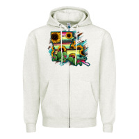 Louisiana Map Sunflower Cactus Serape Zipper Hoodie | Teevron
