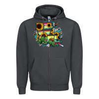 Smoke Louisiana Map Sunflower Cactus Serape Zipper Hoodie - RanaPortraitStore