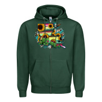 Sports Green Louisiana Map Sunflower Cactus Serape Zipper Hoodie - RanaPortraitStore