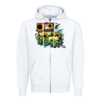 White Louisiana Map Sunflower Cactus Serape Zipper Hoodie - RanaPortraitStore