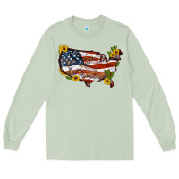 Matcha usa map with sunflower and cactus Long Sleeve Tee - Artiststas