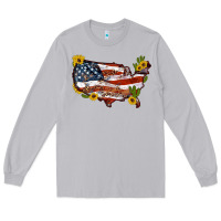 Moon Dust usa map with sunflower and cactus Long Sleeve Tee - Artiststas