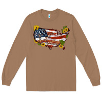 Toasted Coconut usa map with sunflower and cactus Long Sleeve Tee - Artiststas