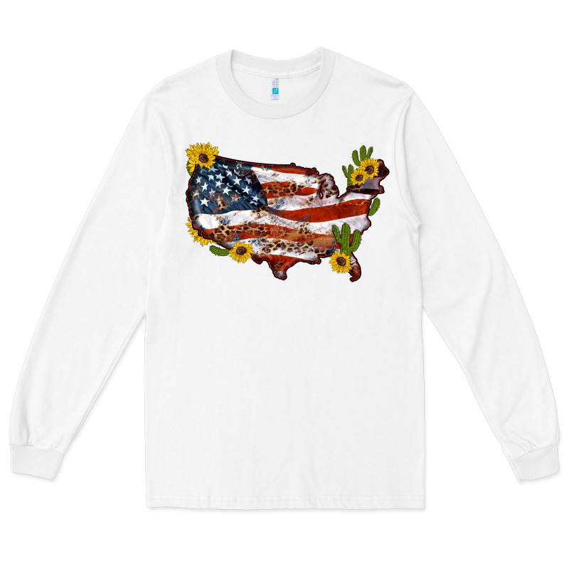 Usa Map With Sunflower And Cactus Long Sleeve Tee by Artiststas | Teevron