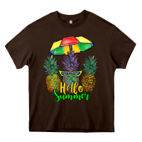 Chocolate Brown hello summer pineapples Heavy Core Tee - RanaPortraitStore