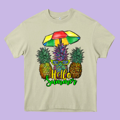 Hello Summer Pineapples Heavy Core Tee Designed By Ranaportraitstore