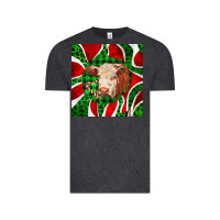 Vintage Black christmas hereford cow face Vintage Tee - LillyAllenDesigns