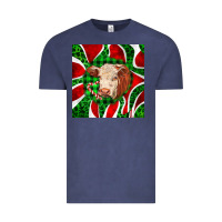 Vintage Denim christmas hereford cow face Vintage Tee - LillyAllenDesigns