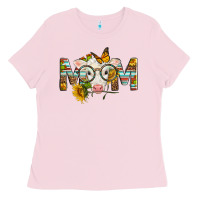 Bubblegum Pink Western Baby Calf Mom With Sunflower Ladies Tee - LillyAllenDesigns