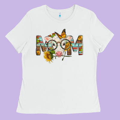 Western Baby Calf Mom With Sunflower Ladies Tee Designed By Lillyallendesigns