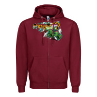 Burgundy Maryland Map Sunflower Cactus Serape Zipper Hoodie - RanaPortraitStore