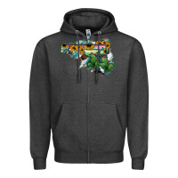 Charcoal Heather Maryland Map Sunflower Cactus Serape Zipper Hoodie - RanaPortraitStore