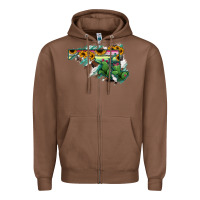 Chestnut Maryland Map Sunflower Cactus Serape Zipper Hoodie - RanaPortraitStore