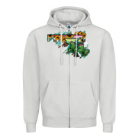 Maryland Map Sunflower Cactus Serape Zipper Hoodie | Teevron