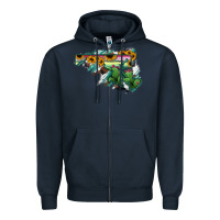 Navy Maryland Map Sunflower Cactus Serape Zipper Hoodie - RanaPortraitStore