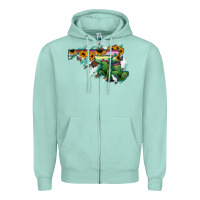 Seafoam Maryland Map Sunflower Cactus Serape Zipper Hoodie - RanaPortraitStore