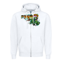 White Maryland Map Sunflower Cactus Serape Zipper Hoodie - RanaPortraitStore