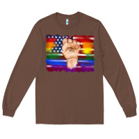 Chestnut lgbtq flag and american flag with hand Long Sleeve Tee - Artiststas