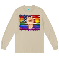Mushroom lgbtq flag and american flag with hand Long Sleeve Tee - Artiststas