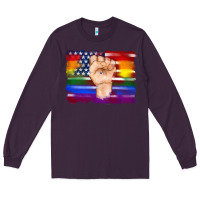 Plum lgbtq flag and american flag with hand Long Sleeve Tee - Artiststas