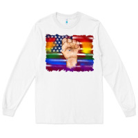 White lgbtq flag and american flag with hand Long Sleeve Tee - Artiststas