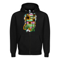 Black Mississippi Map Sunflower Cactus Serape Zipper Hoodie - RanaPortraitStore