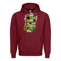 Burgundy Mississippi Map Sunflower Cactus Serape Zipper Hoodie - RanaPortraitStore