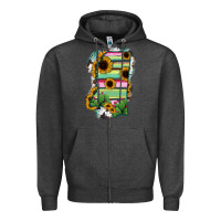 Charcoal Heather Mississippi Map Sunflower Cactus Serape Zipper Hoodie - RanaPortraitStore