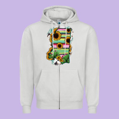 Mississippi Map Sunflower Cactus Serape Zipper Hoodie Designed By Ranaportraitstore