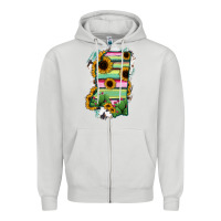 Dove Grey Mississippi Map Sunflower Cactus Serape Zipper Hoodie - RanaPortraitStore