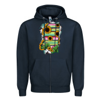 Navy Mississippi Map Sunflower Cactus Serape Zipper Hoodie - RanaPortraitStore