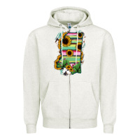 Oatmeal Heather Mississippi Map Sunflower Cactus Serape Zipper Hoodie - RanaPortraitStore